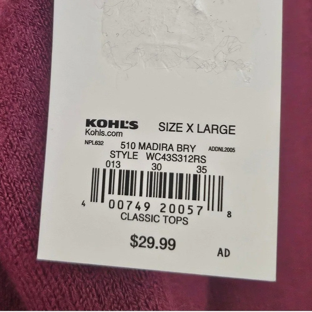 Croft & Barrow Madeira Berry Turtleneck Sweater Womens XL Burgundy NWT